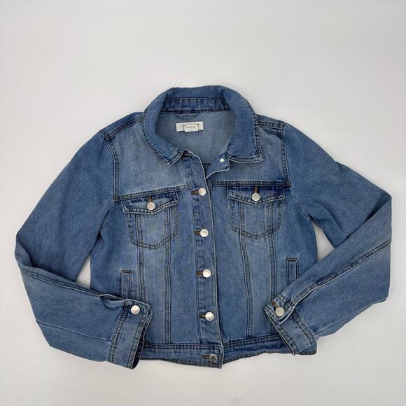Ci Sono Denim Collection Medium Wash Button Up Jean Jacket Womens M Long Sleeve - Picture 1 of 9